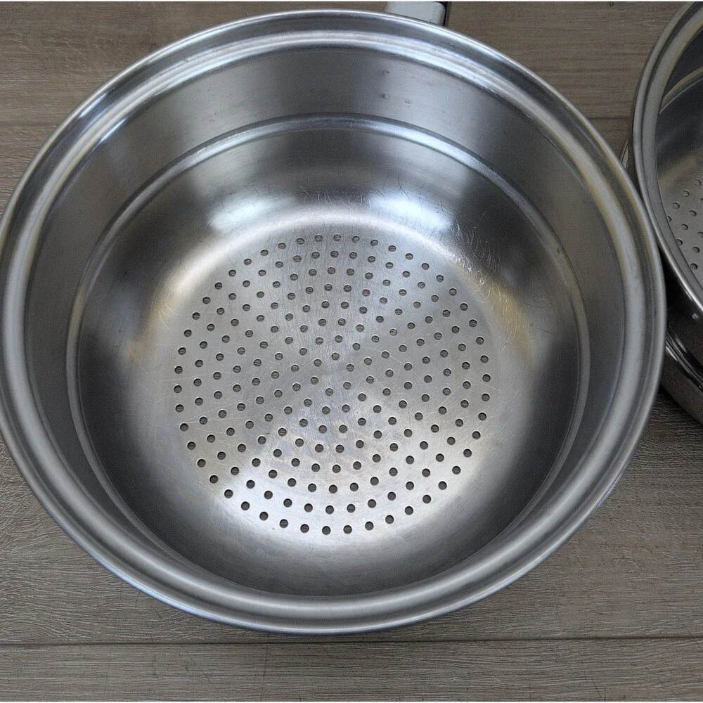 Lot Of 2 Saladmaster 8” Steamer Inserts Strainer Colander Stainless Steel